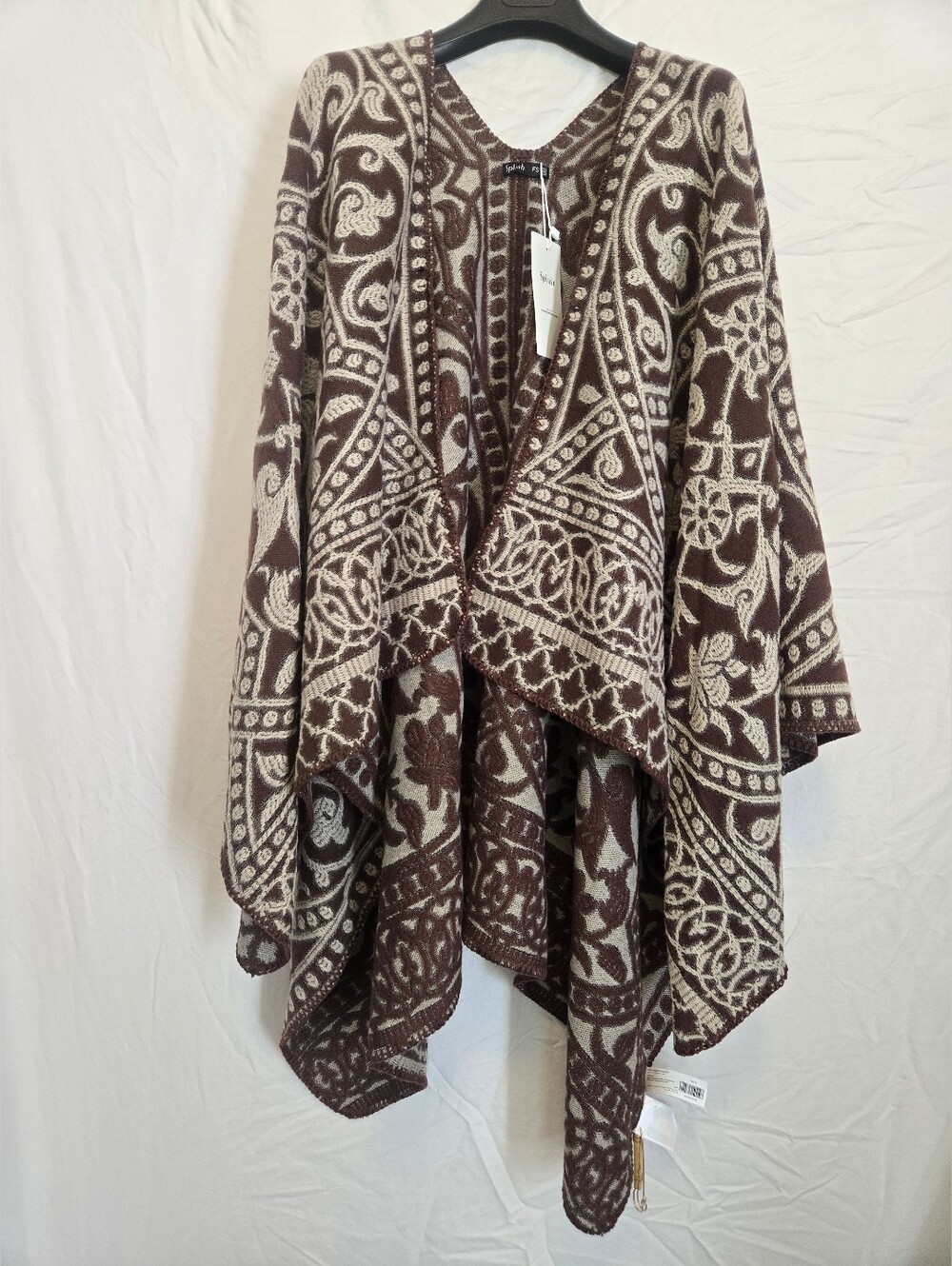 Splash Brown & Cream Patterned Wrap Cape